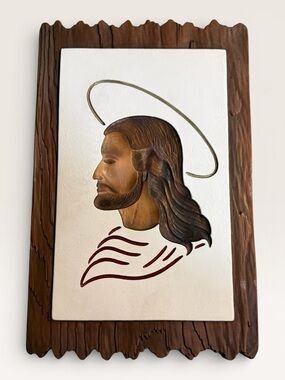 Vintage Angeli Artcraft Jesus Reverse Relief Wall Art